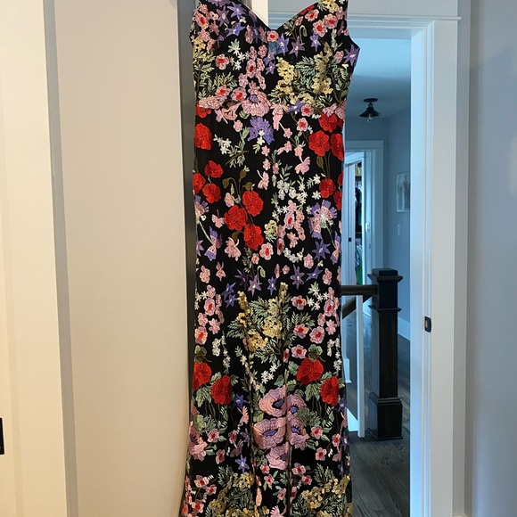 Mac Duggal Floral Maxi Dress with Red and Purple Accents - Picture 1 of 13